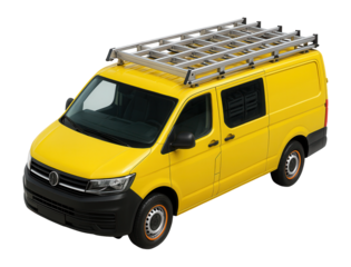 Emergency management van with bright yellow paint and emergency equipment racks