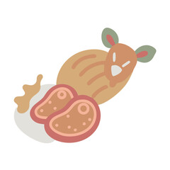 Abstract illustration of deer with eggs and steak food