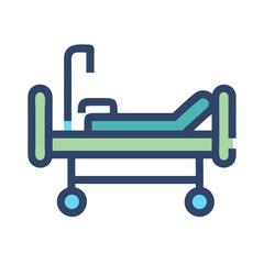 Minimalist illustration of hospital bed on black background