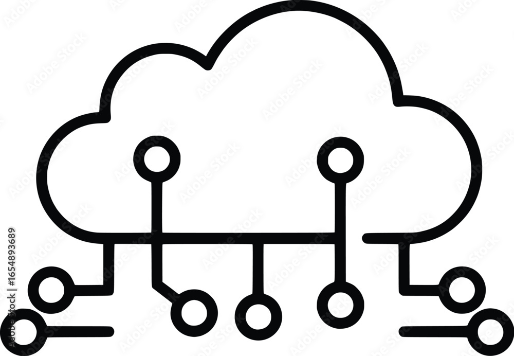 Wall mural digital connections and data flow in modern networking environment, line art design for graphic cont