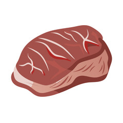 Stylized beef meat steak cut isolated on black backdrop