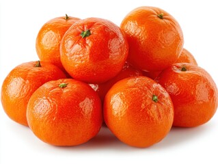 Pile of Fresh Tangerines Close Up Studio Shot on White Background Healthy Eating Citrus Fruit Still Life