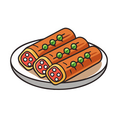 Delicious spring rolls served on a white plate