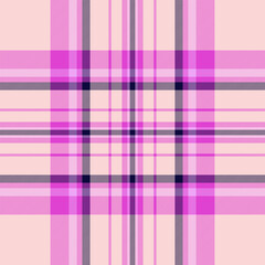 Image check plaid seamless, stripped background tartan pattern. Page fabric textile texture vector in light and magenta colors.