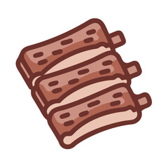 Stylized ribs vector illustration on black background for food design