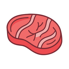 Cartoon style illustration of a single raw steak piece