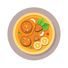 Illustration of a delicious vegan soup dish in a bowl