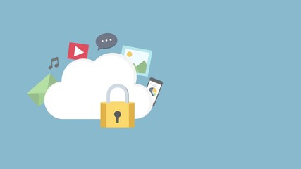 Cloud computing security with digital icons and padlock - Powered by Adobe