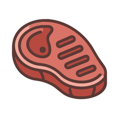 Cartoon style steak illustration on a dark background