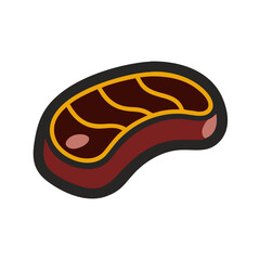 Stylized beef steak illustration with dark background and borders