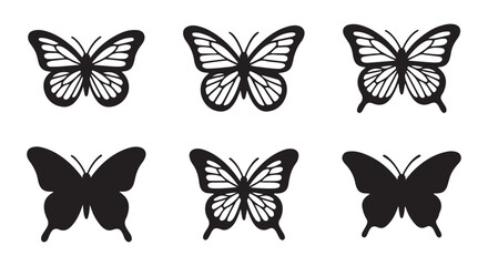 set of vector icon various butterfly silhouette