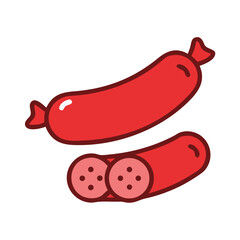 Two sausages vector illustration on black background, food concept