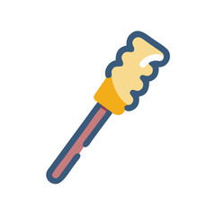 Cartoon squeegee cleaning tool with yellow sponge on black background