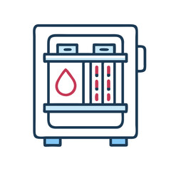 Medical refrigerator or laboratory storage unit flat illustration