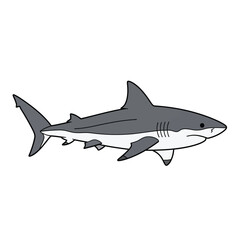 Obraz premium A cartoon illustration of a shark, depicted in shades of gray, isolated on white.