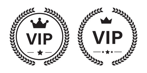 vip badges icon, label or tags vip icons. and crown icon with five stars sign symbol - premium membership icon. vector illustration 