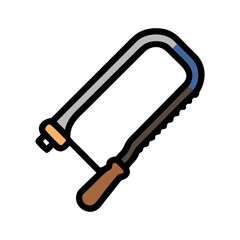 Simple illustration of a coping saw on a black background