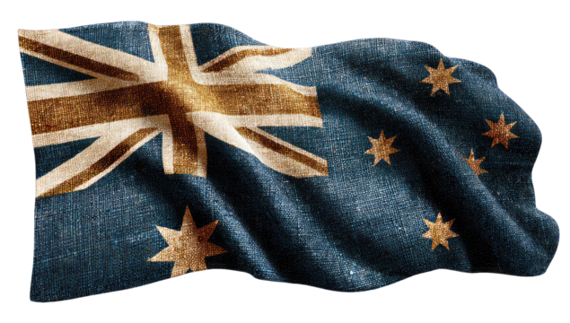 Waving vintage-style Australian flag - Powered by Adobe