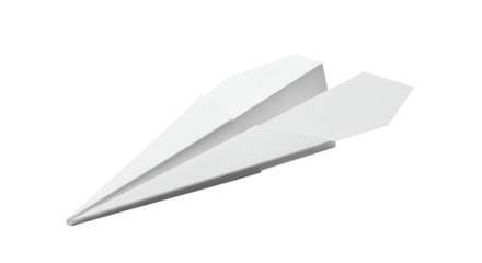Paper airplane origami jet fly flight aviation travel white background isolated simple design craft art on transparent background