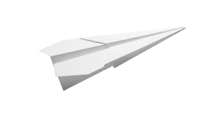 Paper airplane isolated on black background, origami plane, simple design, clean and minimalistic style on transparent background