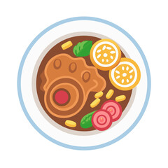 Top view of artistic food dish with fruit slices