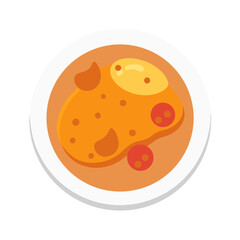 Flat design illustration of soup in a white bowl