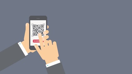 Hand scanning QR code on smartphone screen mobile phone - Powered by Adobe