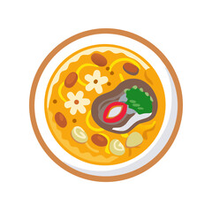 Obraz premium Delicious soup bowl with vegetables and pasta vector illustration
