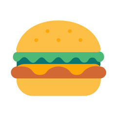 Flat illustration of a delicious hamburger with various ingredients