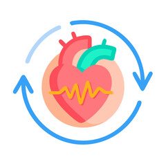 Heart health illustration with circular arrows representing circulation