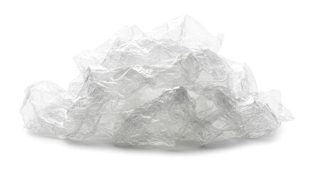 Crumpled plastic wrap and cellophane texture wrinkles and specular highlights Isolated On Transparent Background