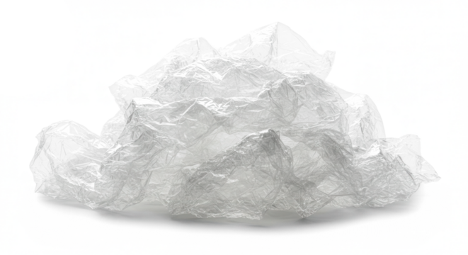 Crumpled plastic wrap and cellophane texture wrinkles and specular highlights Isolated On Transparent Background
