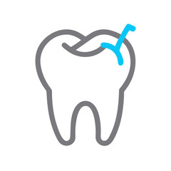Stylized tooth outline with decay cavity shown clearly isolated