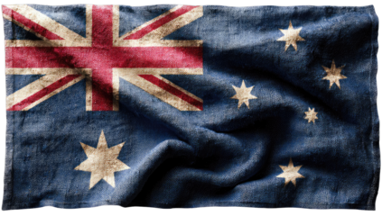 Australian flag, aged and draped