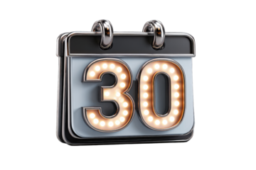 3D calendar displaying the number thirty