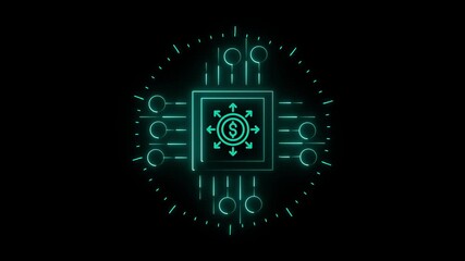 Dollar ($) and digital circuit. It is mainly related to finance, crypto, digital money, online transactions. Online money transaction video with 4k animation in excel. - Powered by Adobe