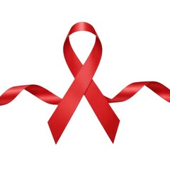 Red ribbon awareness symbol isolated on white background