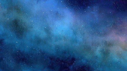 Abstract blue space nebula with stars and galaxy dust clouds artistic background celestial cosmic illustration