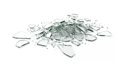 Shattered glass shards and fragments set sharp edges  Isolated On Transparent Background