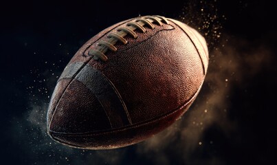 American football in mid-air, dynamic motion