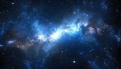 Fototapeta premium A blue galaxy with many stars. The stars are scattered throughout the galaxy. The galaxy is very large