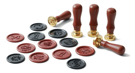 Wax seal stamps and set glossy and matte finish Isolated On Transparent Background