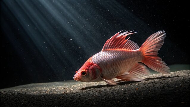 Seize the dynamic moment of a red Siamese fighting fish against a black backdrop 