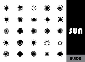 Sun icons. solar energy icons. black sign.