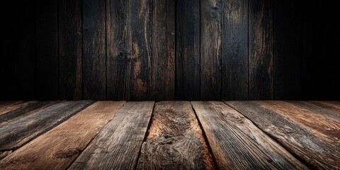 Dark, weathered wooden planks and wall
