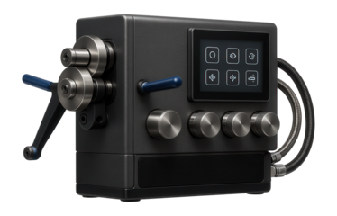 Wire forming machine with a digital readout display for precise adjustments in a precision engineering workshop