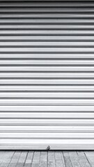 Obraz premium Simple metal shutter door on wood floor