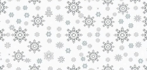 Elegant gray snowflake pattern on white background, perfect for Christmas wrapping paper or festive designs, tileable, xmas