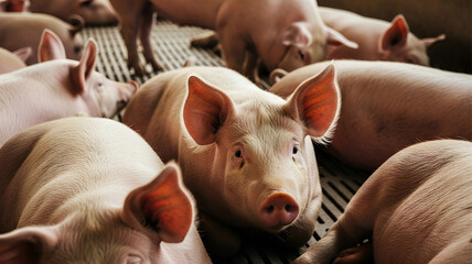 Close-up of a Pig in a Farm Observing Swine's Life and Animal Husbandry Practices