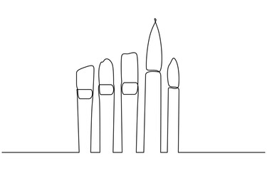 Continuous one line drawing of Paint brush vector illustration. Editable stroke